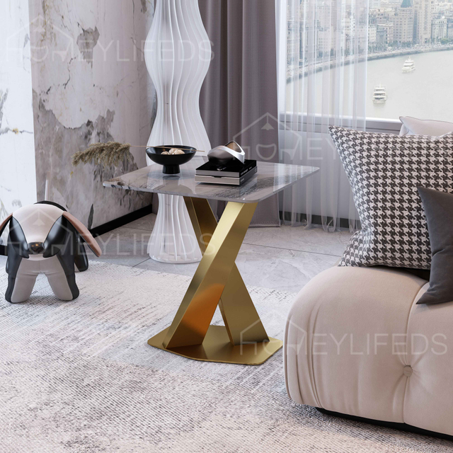 Modern New Style Marble Side Table Stainless Steel Base for Living Room Villa Furniture Home Furniture