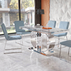 Living Room Furniture Modern Luxury Rectangle Marble Dining Table with Steel Frame Banquet Table Chair Sets