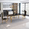 Modern Luxury Gold Stainless Steel Marble Dining Table Set Rectangle 6 Seater with Chairs for Home Office Furniture