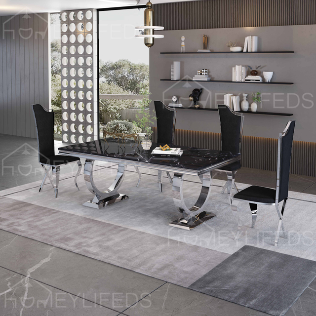 Modern Dining Table Nordic Light Luxury Marble Dining Table Italian Minimalist Slate Household Dining Table and Chair