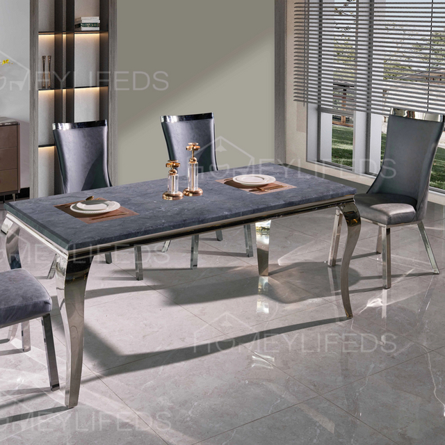 Factory Modern Home Stainless Steel Gold Frame Dinning Table Set Furniture Luxury Dining Table
