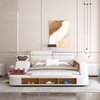 Queen King Size Upholstered Platform Soft Bed Frame Minimalist with Tufted Wingback Beds Upholstery Leather