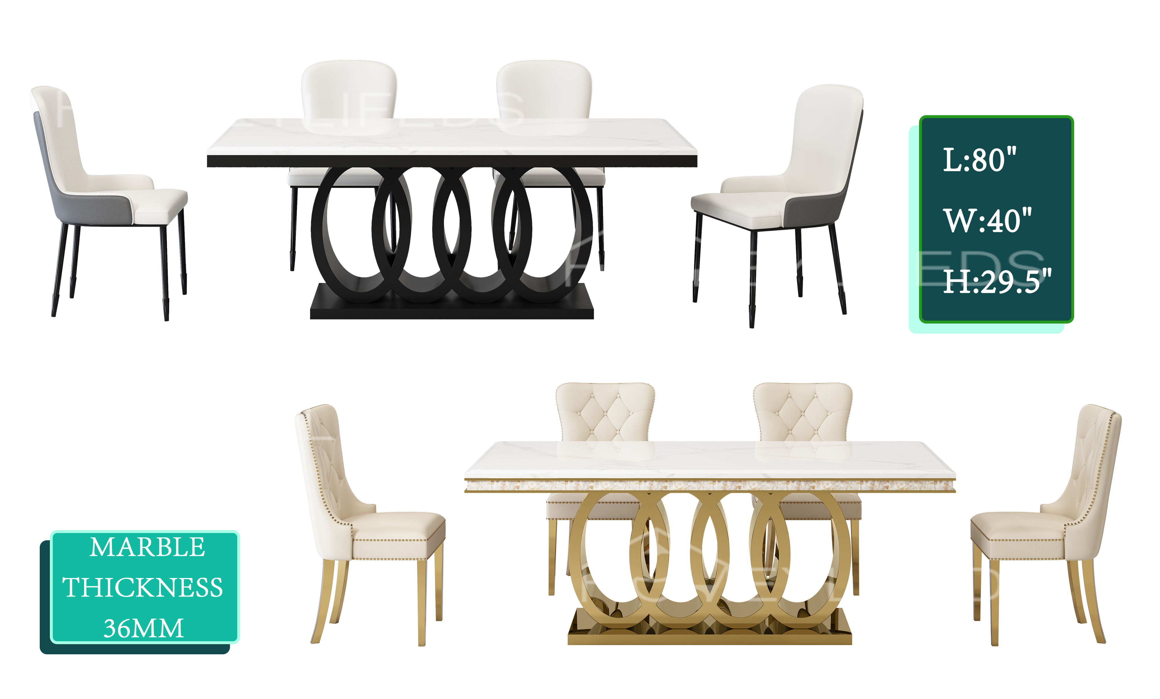 High Quality Modern White Marble Stripe Table Dining Elegant Marble Table Set for Home