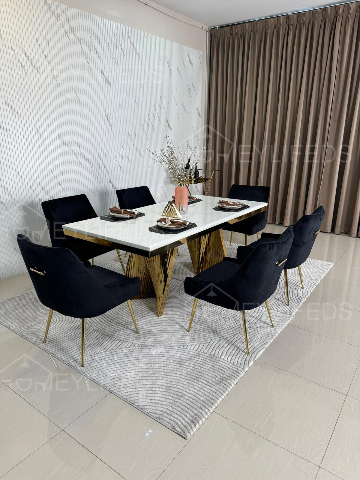 Elegant Modern Style Marble Set Luxury Metal Furniture for Home Kitchen Office & Hotel Dining Table