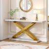 Baroque Style Stainless Steel Console Table Gold Square Narrow Entry Table Long Living Room Furniture