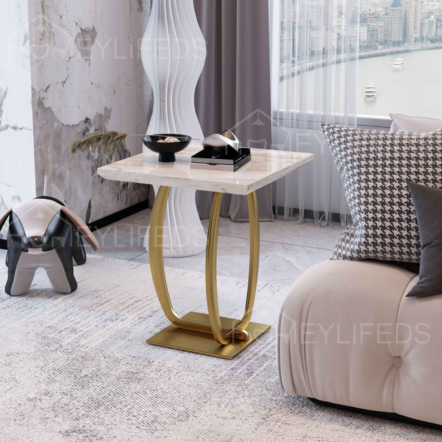 Modern New Style Marble Side Table Stainless Steel Base for Living Room Villa Furniture Home Furniture