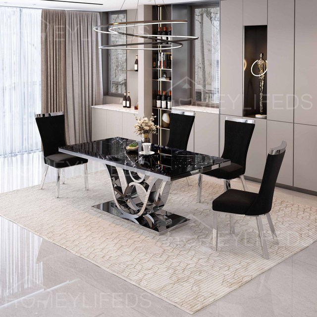 Home Furniture Dining Table Set Dining Table And Chair 8 Seater White Marble Rectangle Dining Table Set