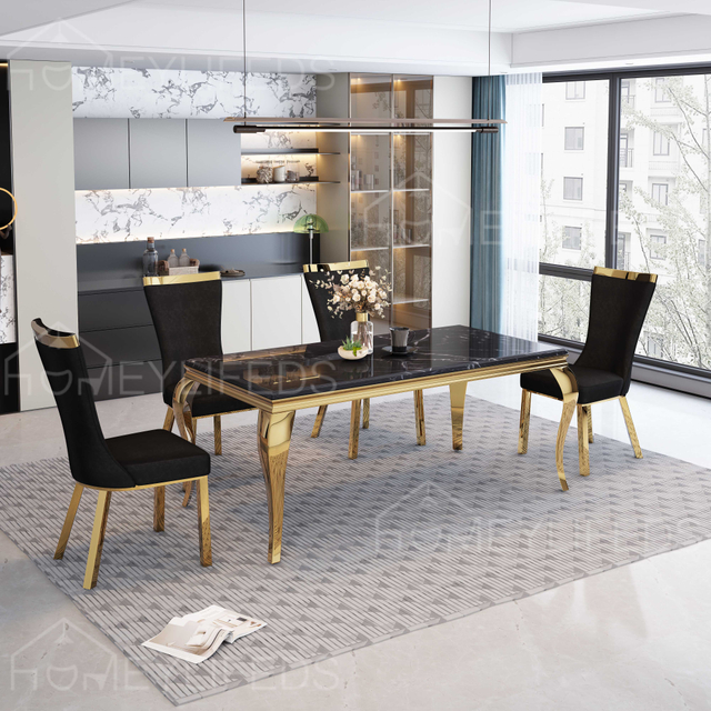 Hot Sale Marble Top Dining Table Set Modern Dining Table And 6 Chairs Set Dining Room Furniture