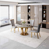 Modern Nordic Design Luxury Dining Room Set White Marble Top Gold Metal Base Dining Table Set With Chairs for Home Hotel