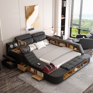 Customizable Modern Multifunctional Storage Beds With Smart Massage Bed Usb Music LED Bedroom Sets Furniture