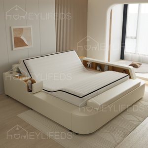 Modern Headboard Platform Bed Cal King Size with Fabric Upholstery