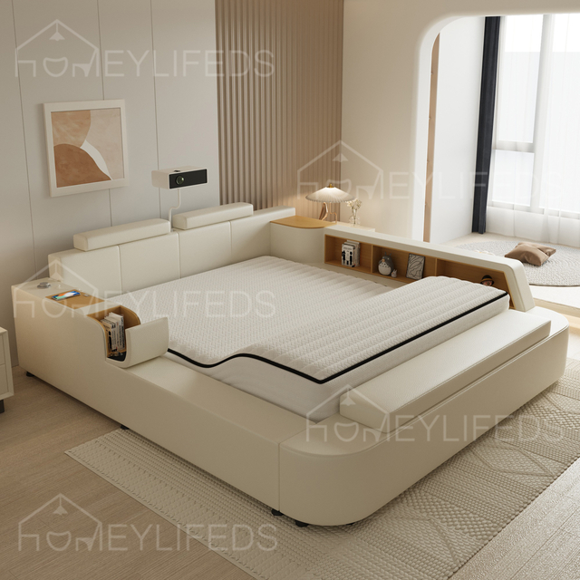 Luxury Leather Bed Modern Simple Double Bed Master Bedroom Hotel Bed
