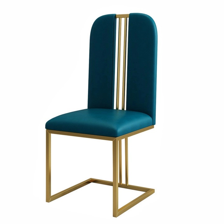 Modern Cheap French Dinning Room Metal Legs High Back Chair with Arm Rest Leather Dining Chairs Restaurant Dining Chair Set