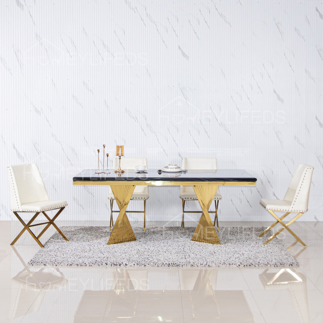 Elegant Modern Style Marble Set Luxury Metal Furniture for Home Kitchen Office & Hotel Dining Table