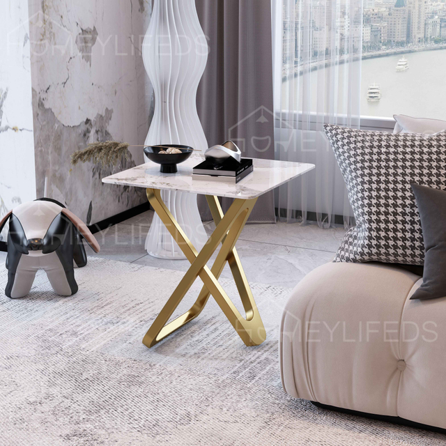 Modern New Style Marble Side Table Stainless Steel Base for Living Room Villa Furniture Home Furniture