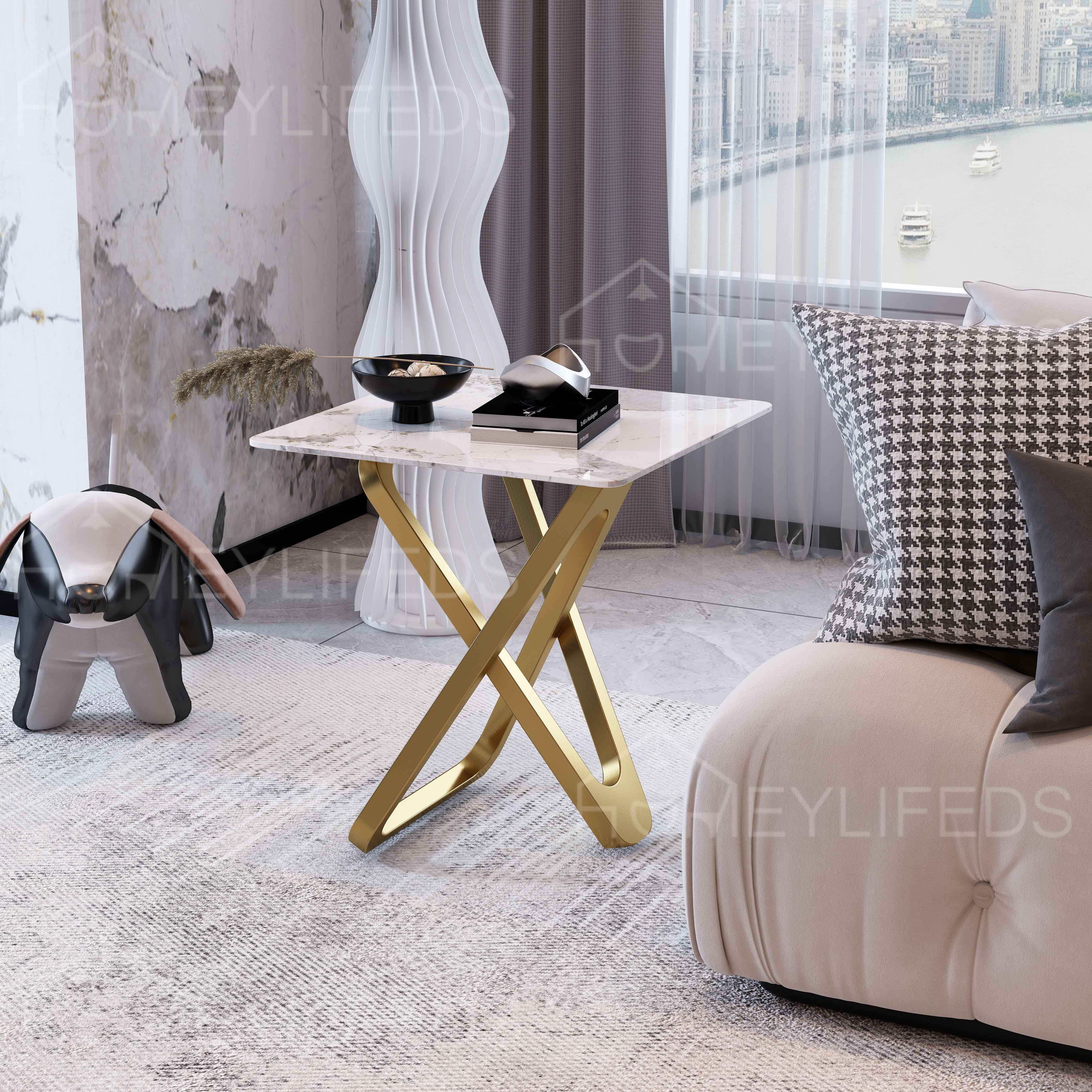 Modern New Style Marble Side Table Stainless Steel Base for Living Room Villa Furniture Home Furniture