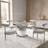 Living Room Furniture Modern Luxury Rectangle Marble Dining Table with Steel Frame Banquet Table Chair Sets