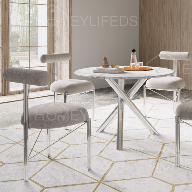 Modern Style Dining Table with Sintered Stone Top And Stainless Steel Legs for Dining Room