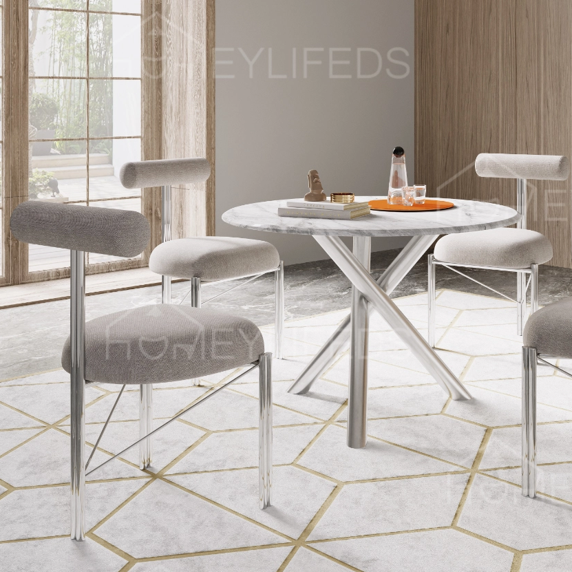 Modern Style Dining Table with Sintered Stone Top And Stainless Steel Legs for Dining Room