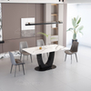 Modern Minimalist Sintered Stone Home Furniture Light Luxury Dining Table Set with Black Metal Legs