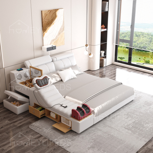 LED STORAGE BED FUNCTIONAL BEDROOM FURNITURE