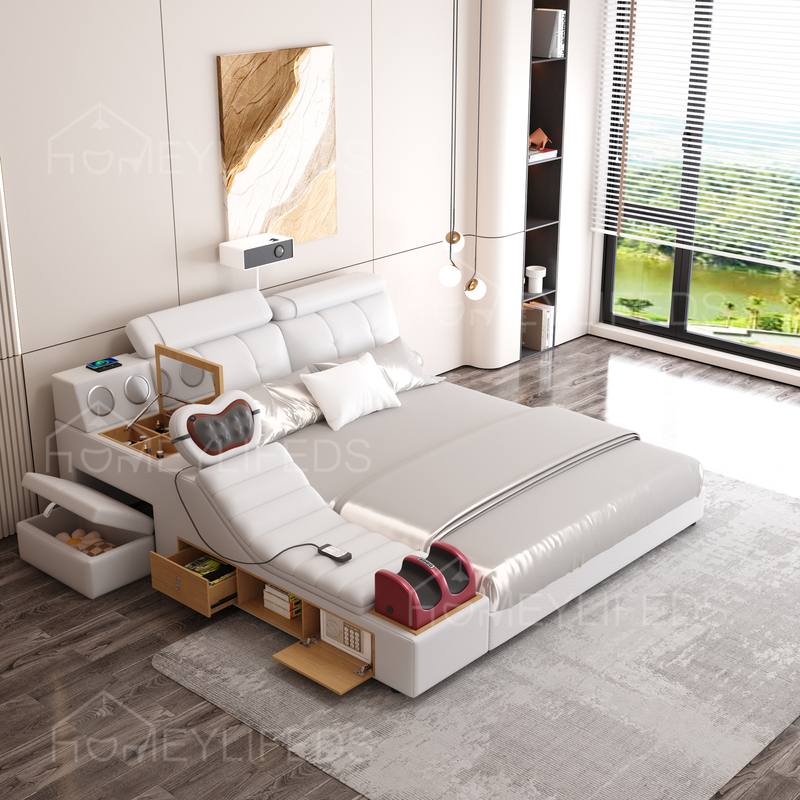 LED STORAGE BED FUNCTIONAL BEDROOM FURNITURE