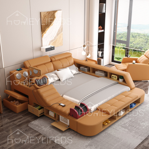 Modern King Size Bed with Reclining Feature Hot Sale Fabric Bedroom Furniture