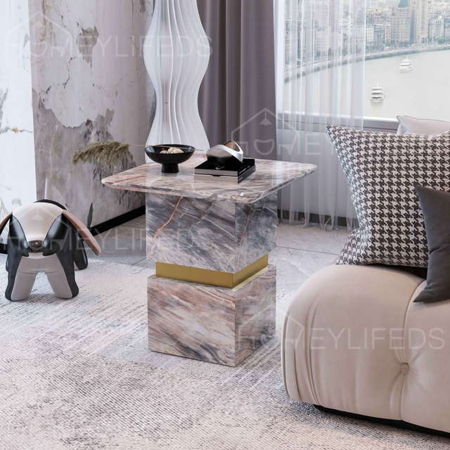 Modern New Style Marble Side Table Stainless Steel Base for Living Room Villa Furniture Home Furniture