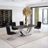 Luxury Design Quality Home Furniture Stainless Steel Marble Top Dining Table Set