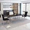 Wholesale Luxury Dinning Table Set with Grey Solid Marble Top And 6 Grey Lion Knocker Chairs Stainless Steel Chrome Dining Table