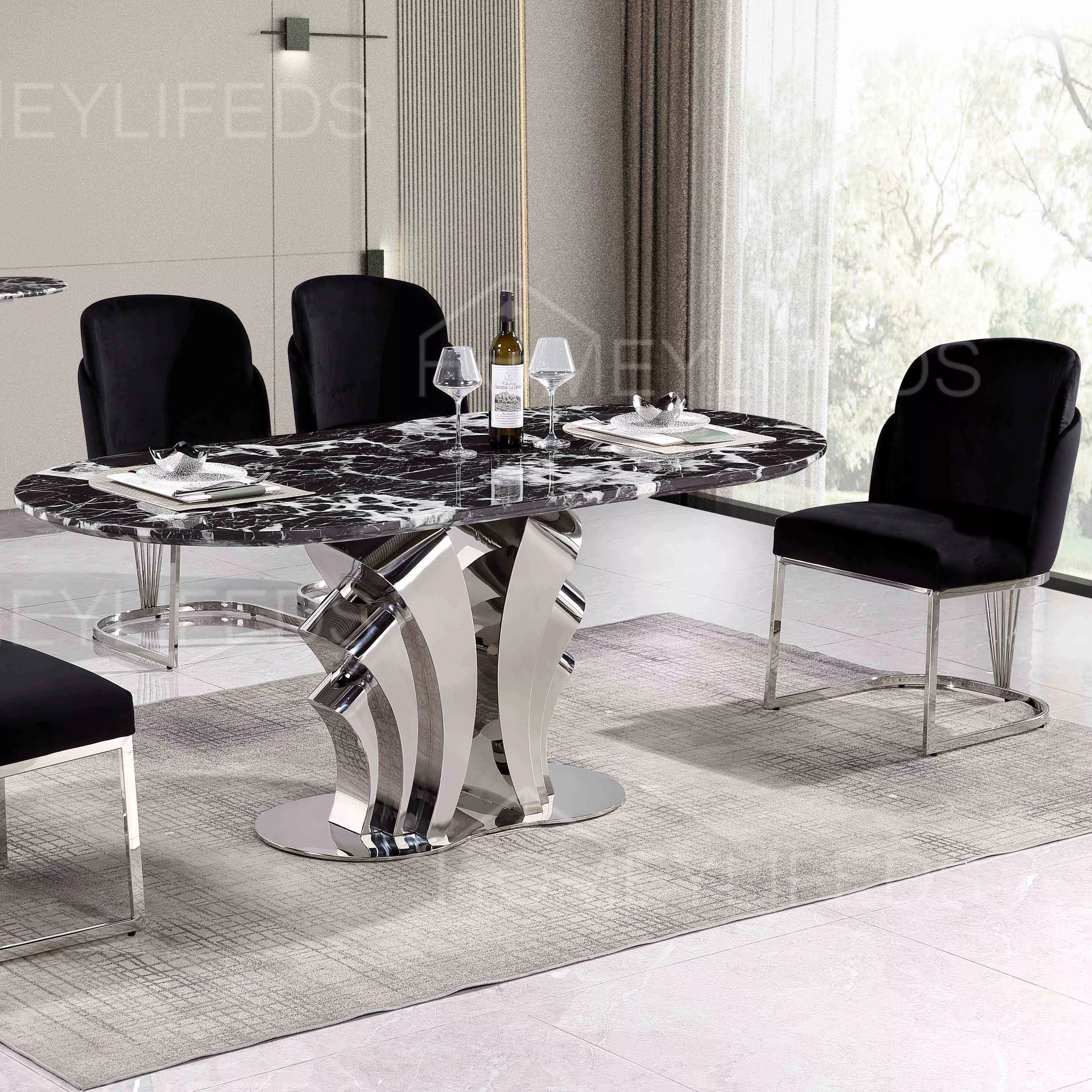Other Commercial Dining Room Furniture Cheap Wholesale Price Luxury Modern Dining Table Set 6 Seater for Home