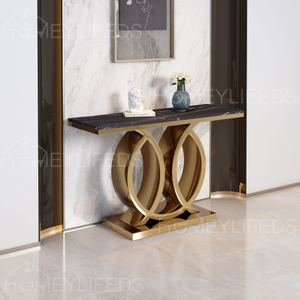 Multipurpose Marble Top Gold Metal Console Table for Entryway Or Hallway