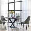 Luxury Modern Marble Rectangle Dining Table with Chairs Set 4 6 8 Seater with Black Metal Legs
