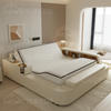 Full Bed Frame with Charging Station Tufted Storage Headboard Full Size Floating Bed Frame with LED Lights