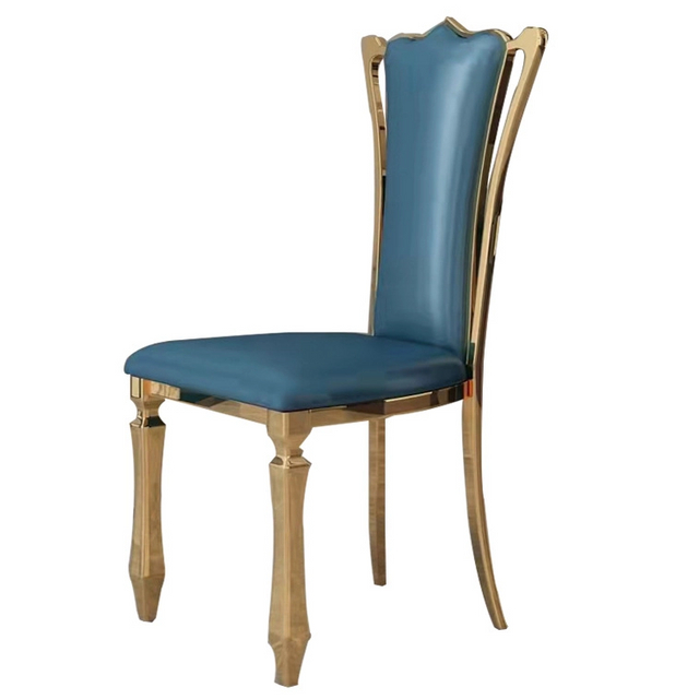 Luxury Modern Stainless Steel Metal Legs High Back PU Leather Dining Chair Set for Hotel Restaurant Home Dining Room Furniture