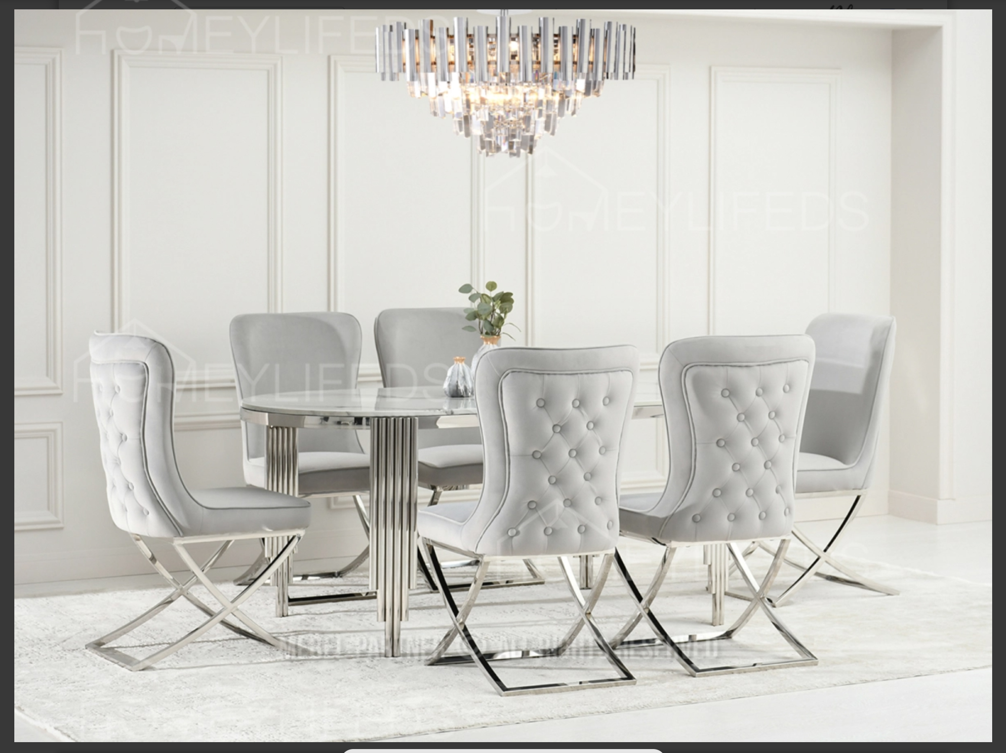 Modern Home Dining Table Set Round Marble Top for 6-8 People Sintered Stone for Living Room & Restaurant Use