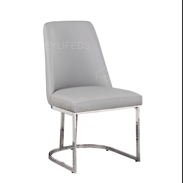 Modern Hotel Luxury Metal Dinning Room Chair Furniture Stainless Steel Metal Gray Fabric Restaurant Dining Chair