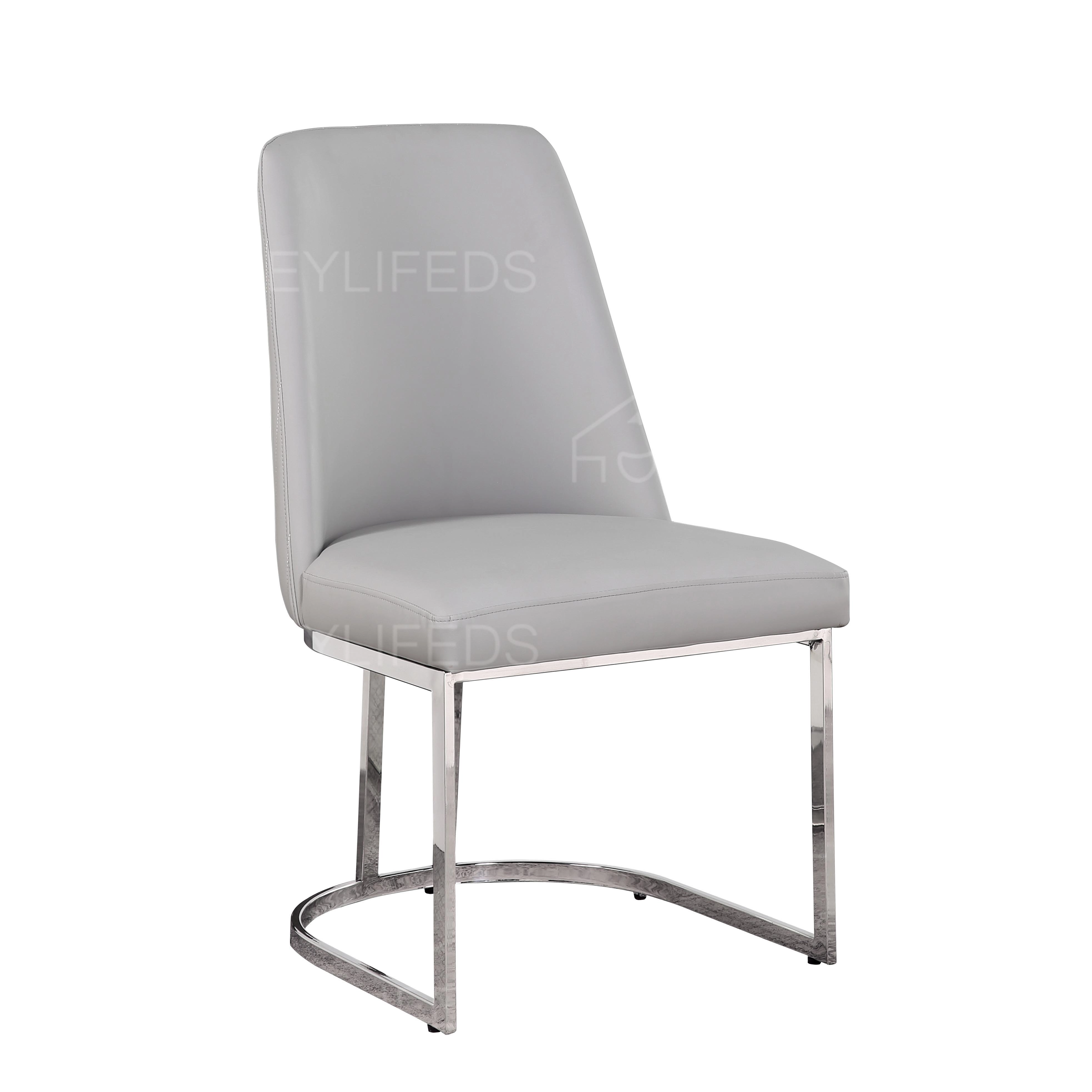 Modern Hotel Luxury Metal Dinning Room Chair Furniture Stainless Steel Metal Gray Fabric Restaurant Dining Chair