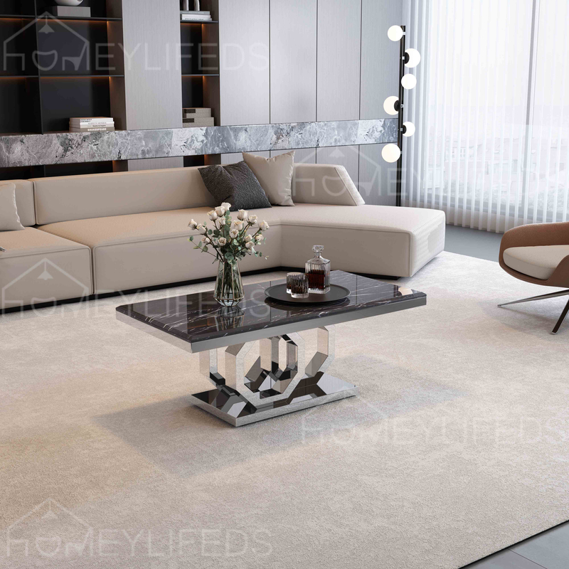 Luxury Center Table Modern Living Room Furniture Round Marble Top Stainless Steel Coffee Table for Home Hotel