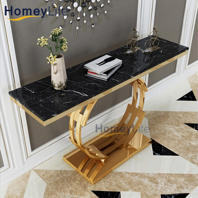 Silver Wedding Console Tables Stainless Steel Glossy Side Tables