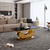 Wholesale Luxury Marble Top Glass Stainless Steel Base Coffee Table