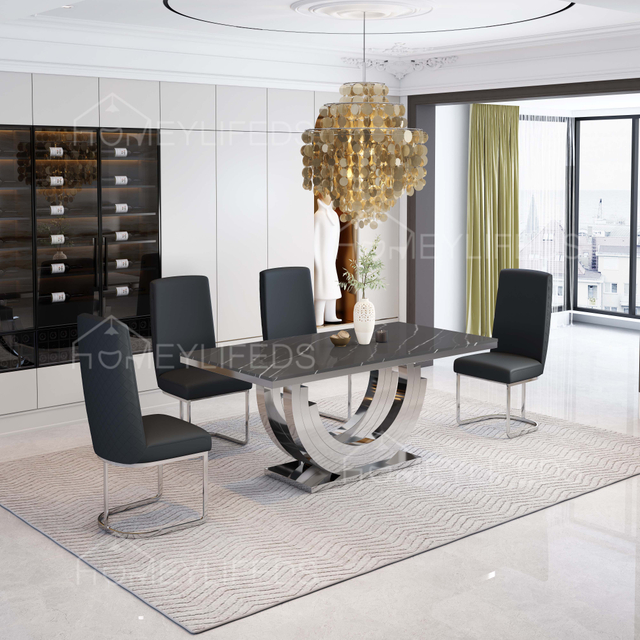 Dining Room Furniture Stainless Steel Metal Modern Gold Luxury Dining Table Set Marble Restaurant Tables Dining Tables