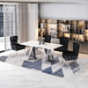 European Italian Luxury Designs Plus White Marble Stone Dining Table And 8 Leather Chairs Set