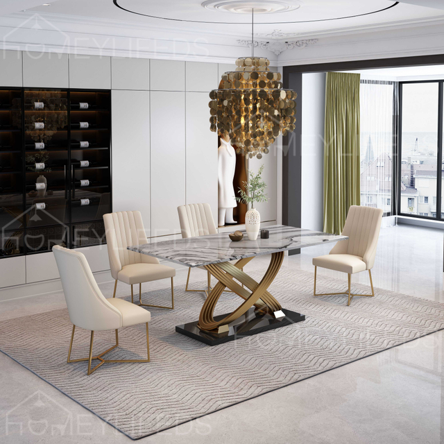 Luxury Marble Dining Table with Chair Dining Set Home Furniture