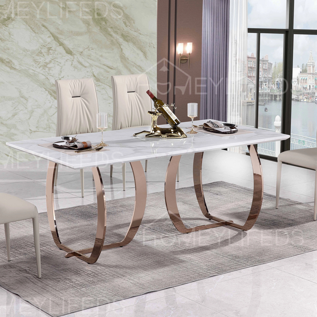 Home Easy Assembly Mirrored Stainless Steel Glass Dining Table Silver Metal Frame Modern Nordic Dining Table And 4 Chairs