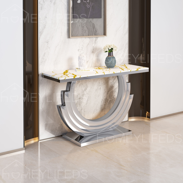 Stylish Metal Base Marble Top Hotel Console Table for Lobby And Bedroom Living Room Use