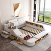 Luxury Modern Leather Elegant Queen Size Smart Complete Bedroom Set Furniture Upholstered Beds Leather Bed