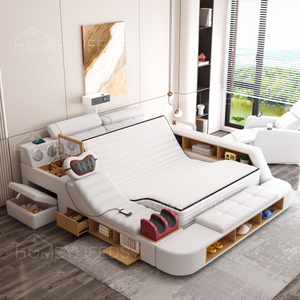 Multi-purpose Bed With USB Socket Lift Up Board Wooden Storage Bed With Drawer High Box Bed 1.8m Nordic