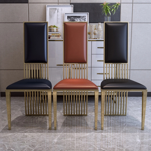 Dining Chair Metal Luxury Dinning Home Restaurant Set Room Furniture Nordic Leather Dining Chairs Modern for Dining Table