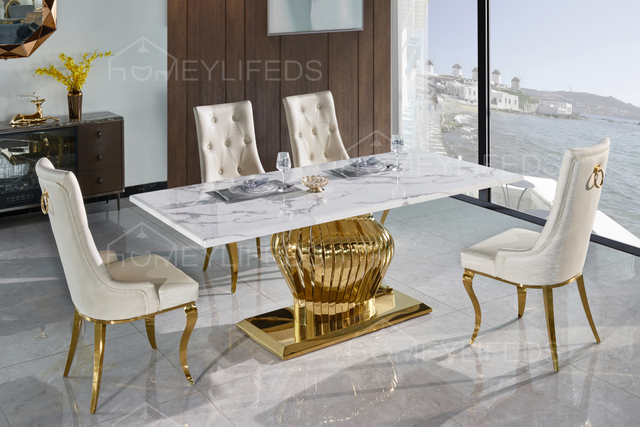 Top Quality Italian Light Luxury Marble Dining Table Modern Style Household Small Dining Table and Chair Set Home Furniture